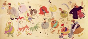 1919年「ミステリヤバフ」の衣装デザイン（紙にペンとインクとトイレ） 作： Vladimir Mayakovsky